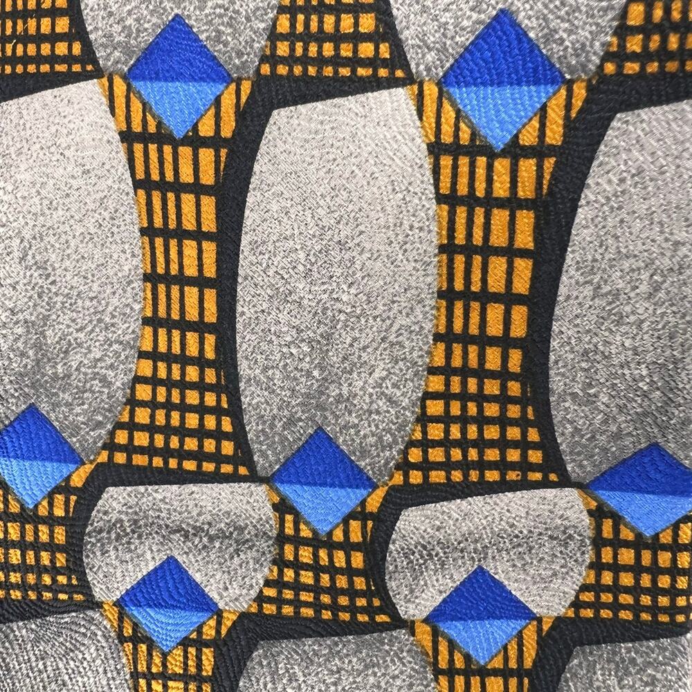 Muroya - Men's Tie-58" Long-Gray Black Orange Modern Geometric Design - Silk-USA - Picture 2 of 7